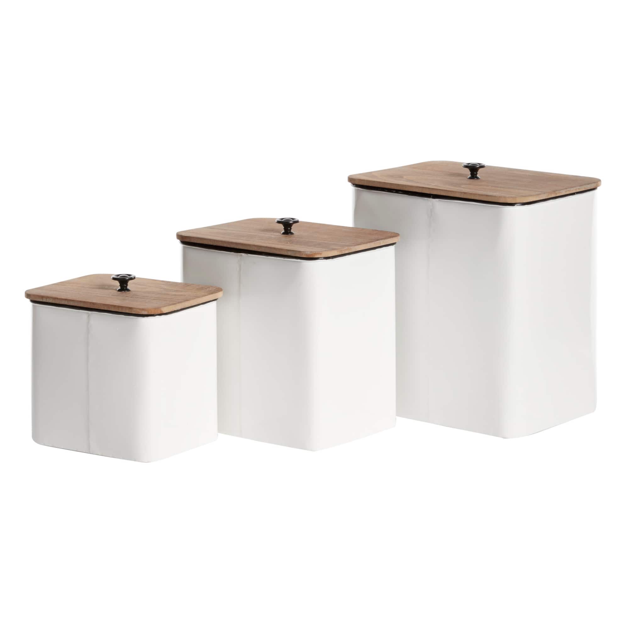 White Metal Farmhouse Canisters Set